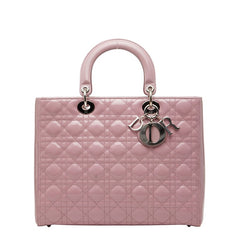 クリスチャンディオール カナージュ レディディオール ラージ ハンドバッグ ピンク パテントレザー レディース Christian Dior 【中古】