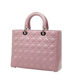 クリスチャンディオール カナージュ レディディオール ラージ ハンドバッグ ピンク パテントレザー レディース Christian Dior 【中古】