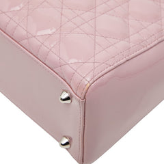 クリスチャンディオール カナージュ レディディオール ラージ ハンドバッグ ピンク パテントレザー レディース Christian Dior 【中古】