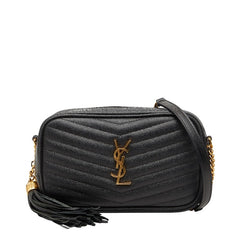 サンローラン YSLロゴ タッセル ルー チェーン ショルダーバッグ 618057 ブラック レザー レディース SAINT LAURENT 【中古】