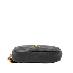 サンローラン YSLロゴ タッセル ルー チェーン ショルダーバッグ 618057 ブラック レザー レディース SAINT LAURENT 【中古】
