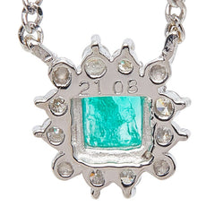 Pt900 プラチナ Pt850 プラチナ エメラルド0.21ct ダイヤ0.08ct ペンダント ネックレス レディース 【中古】