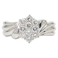 Pt900 プラチナ ダイヤ0.50ct フラワーモチーフ リング 指輪 レディース 11.5号 【中古】