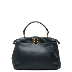 フェンディ ピーカブー ミニ ハンドバッグ ショルダーバッグ 2WAY 8BN244 ブラック レザー レディース FENDI 【中古】