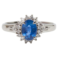 Pt900 プラチナ サファイア0.95ct ダイヤ0.13ct リング 指輪 レディース 11号 【中古】