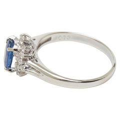 Pt900 プラチナ サファイア0.95ct ダイヤ0.13ct リング 指輪 レディース 11号 【中古】