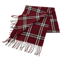 バーバリー チェック マフラー ボルドー ワインレッド ウール レディース BURBERRY 【中古】