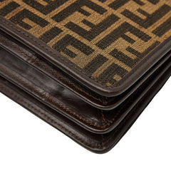 フェンディ ズッカ ショルダーバッグ ブラウン キャンバス レザー レディース FENDI 【中古】