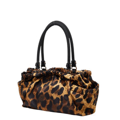 サルヴァトーレフェラガモ ヴァラリボン レオパード トートバッグ ベージュ ブラック ナイロン レディース Salvatore Ferragamo 【中古】