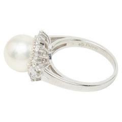 タサキ Pt900 プラチナ アコヤ真珠 アコヤパール9.3mm ダイヤ0.43ct リング 指輪 レディース TASAKI 10号 【中古】