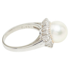 タサキ Pt900 プラチナ アコヤ真珠 アコヤパール9.3mm ダイヤ0.43ct リング 指輪 レディース TASAKI 10号 【中古】