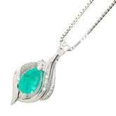K18WG ホワイトゴールド エメラルド1.61ct ダイヤ0.10ct ペンダント ネックレス レディース 【中古】