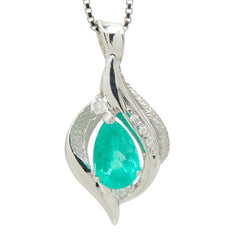 K18WG ホワイトゴールド エメラルド1.61ct ダイヤ0.10ct ペンダント ネックレス レディース 【中古】