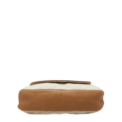 ロエベ アナグラム スタッズ 斜め掛け ショルダーバッグ ホワイト ベージュ キャンバス レザー レディース LOEWE 【中古】