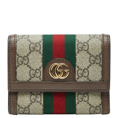 グッチ オフィディア GGスプリーム 三つ折り財布 625703 ベージュ マルチカラー PVC レザー レディース GUCCI 【中古】