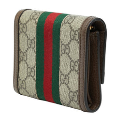 グッチ オフィディア GGスプリーム 三つ折り財布 625703 ベージュ マルチカラー PVC レザー レディース GUCCI 【中古】