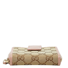 グッチ GGキャンバス 二つ折り財布 346056 ベージュ ピンク キャンバス レザー レディース GUCCI 【中古】