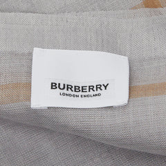 バーバリー チェック 大判 ストール グレー ウール シルク レディース BURBERRY 【中古】