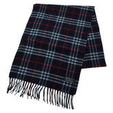 バーバリー チェック マフラー ネイビー カシミヤ100% メンズ BURBERRY 【中古】