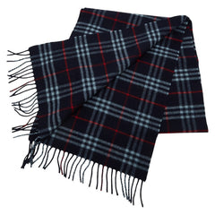 バーバリー チェック マフラー ネイビー カシミヤ100% メンズ BURBERRY 中古