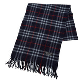 バーバリー チェック マフラー ネイビー カシミヤ100% メンズ BURBERRY 【中古】