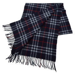 バーバリー チェック マフラー ネイビー カシミヤ100% メンズ BURBERRY 【中古】