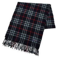 バーバリー チェック マフラー ネイビー カシミア100% メンズ BURBERRY 【中古】