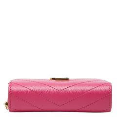 サンローラン YSLロゴ Vステッチ 二つ折り財布 668288 ピンク レザー レディース SAINT LAURENT 【中古】