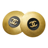 シャネル ココマーク ラウンド イヤリング ヴィンテージ ゴールド ブラック メッキ レディース CHANEL 【中古】