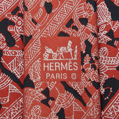 エルメス 総柄 ネクタイ レッド ブラック シルク メンズ HERMES 【中古】