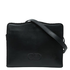 ディオール CDロゴ 斜め掛け ショルダーバッグ ブラック レザー レディース Dior 中古