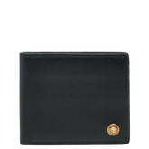 ヴェルサーチェ メドゥーサ ビギー バイフォールド ウォレット 二つ折り財布 無地 ブラック レザー レディース VERSACE 【中古】