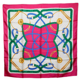 セリーヌ スカーフ ピンク マルチカラー 100%シルク レディース CELINE 【中古】