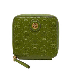 トリーバーチ ラウンドファスナー 財布 グリーン レザー レディース Tory Burch 【中古】