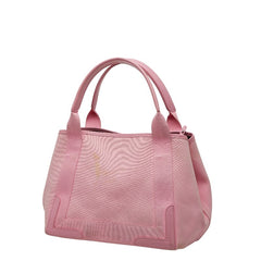 バレンシアガ ネイビーカバスS ハンドバッグ 339933 ピンク キャンバス レザー レディース BALENCIAGA 【中古】