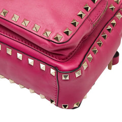 ヴァレンティノ ロックスタッズ リュック バックパック ピンク レザー レディース VALENTINO 【中古】