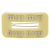 ミュウミュウ リジットプレックス ロゴ バレッタ ヘアクリップ イエロー シルバー プラスチック レディース MIUMIU 【中古】