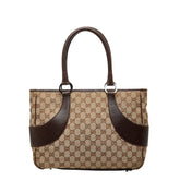 グッチ GGキャンバス ハンドバッグ トートバッグ 113011 ブラウン ベージュ キャンバス レザー レディース GUCCI 【中古】