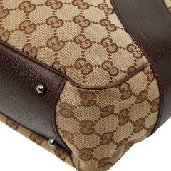 グッチ GGキャンバス ハンドバッグ トートバッグ 113011 ブラウン ベージュ キャンバス レザー レディース GUCCI 【中古】