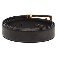 セリーヌ 馬車金具 ベルト ブラック レザー メンズ CELINE 【中古】