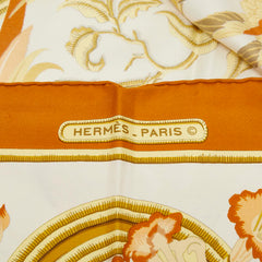 エルメス カレ 90 カリブ Caraibes スカーフ ブラウン シルク レディース HERMES 【中古】