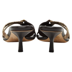 グッチ GGキャンバス ミュール サイズ:35C ブラウン ベージュ レザー キャンバス スウェード レディース GUCCI 【中古】