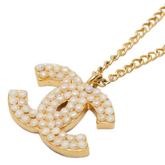 シャネル ココマーク ネックレス ゴールド ホワイト メッキ フェイクパール レディース CHANEL 【中古】