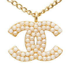 シャネル ココマーク ネックレス ゴールド ホワイト メッキ フェイクパール レディース CHANEL 【中古】
