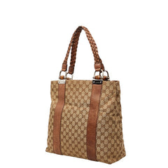 グッチ GGキャンバス バンブー トートバッグ 232946 ベージュ ブラウン キャンバス レザー レディース GUCCI 【中古】