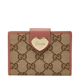グッチ GGキャンバス カードケース パスケース 224261 ベージュ ピンク キャンバス レザー レディース GUCCI 中古