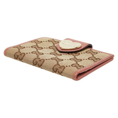 グッチ GGキャンバス カードケース パスケース 224261 ベージュ ピンク キャンバス レザー レディース GUCCI 【中古】