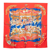 エルメス カレ90 TOURNEZ MANEGE メリーゴーランド スカーフ レッド マルチカラー シルク レディース HERMES 【中古】
