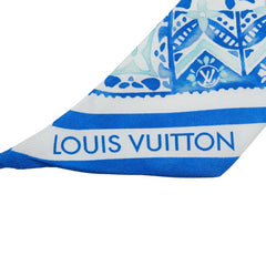 ルイ ヴィトン モノグラム バンドーBB スカーフ M77206 ホワイト ブルー シルク レディース LOUIS VUITTON 【中古】