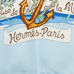 エルメス カレ90 Lavie Precieuse de la Mediterranee 地中海の貴重な生命 スカーフ マルチカラー ブルー シルク レディース HERMES 【中古】